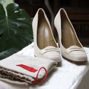 Valentino Classic Cream Wooden Heels